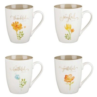 Set de 4 Tasses en Céramique / Blossoms Ceramic Mugs, Floral, Set of 4