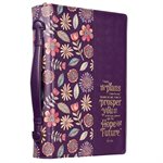 Couverture pour Bible LARGE / I Know the Plans Purple Floral Faux Leather Fashion Bible Cover - Jeremiah 29:11 , LARGE