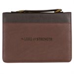 Couverture pour Bible LARGE / The LORD is My Strength Brown Faux Leather Classic Bible Cover - Exodus 15:2 , LARGE
