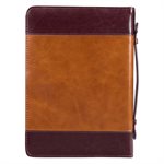 Couverture pour Bible LARGE / Stand Firm Two-tone Brown Faux Leather Classic Bible Cover - 1 Corinthians 16:13 , LARGE
