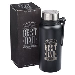 Bouteille d'Eau en Acier Inoxydable / The World's Best Dad Stainless Steel Water Bottle - Joshua 1:9