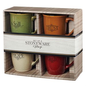 Set de 4 Tasses / Faith, Hope, Trust & Be Still Stoneware Mug Set