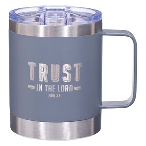 Tasse de Café en Acier Inoxydable / Trust the LORD Cool Gray Camp Style Stainless Steel Mug - Proverbs 3:5