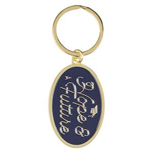 Hope and a Future Blue Oval Metal Key Ring - Jeremiah 29:11