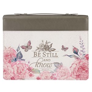 Couverture pour Bible LARGE / Be Still And Know Faux Leather Bible Cover - Pslam 46:10 ; LARGE