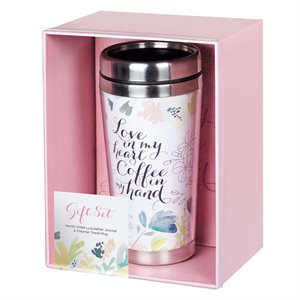 Kit Cadeau pour Femme - Tasse de Voyage et Journal / Love in My Heart Travel Mug and Journal Boxed Gift Set for Women