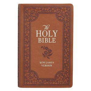 KJV Large-Print Bible--imitation leather, tan with flowers
