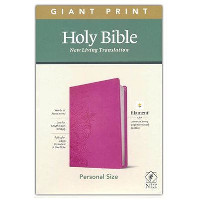 NLT Giant-Print Personal-Size Bible, Filament Enabled Edition--soft leather-look, peony / pink