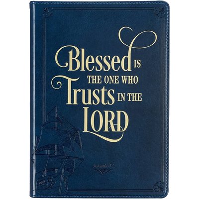 Blessed Is The One Who Trusts In The Lord Jeremiah 17:7 Navy (Faux Leather Journal)