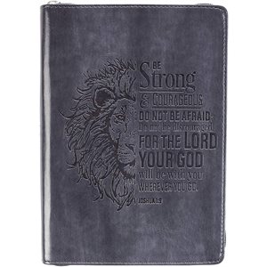 Be Strong and Courageous, Lion, Journal, LuxLeather, Black