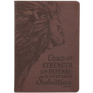 Journal My Strength My Defense Lion Exodus 15:2 Inspirational Scripture Notebook